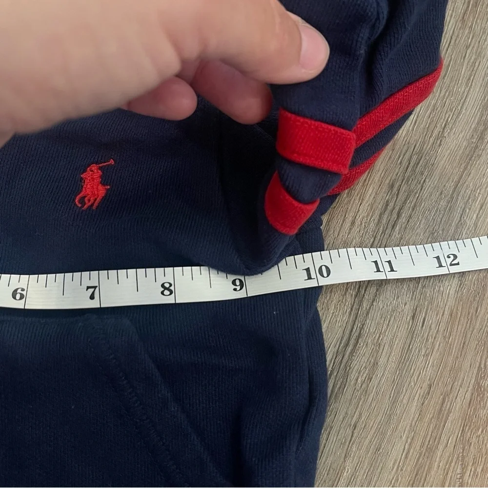 Ralph Lauren Full Zip Up Jacket Baby 3mo Hoodie Red Blue Pony Logo Preppy